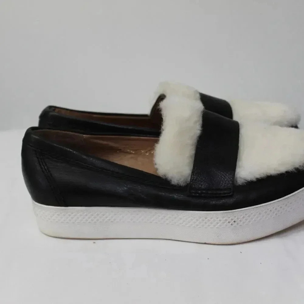 JUST BLACK platform loafer sneakers with Sherpa accents 36.5 - Picture 8 of 11